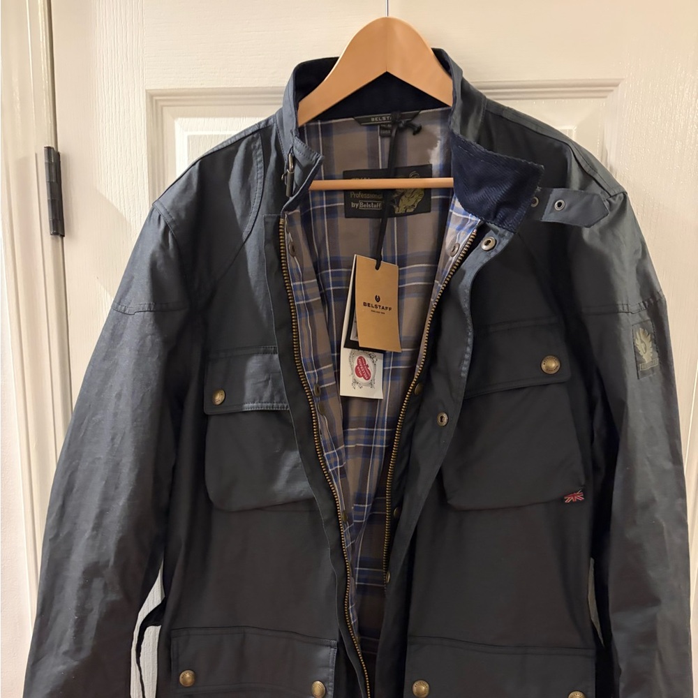 Belstaff Navy Blue Military Field Jacket, New with tags, never worn. US men’s 46